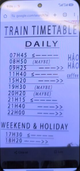 timetable trenes en hanoi